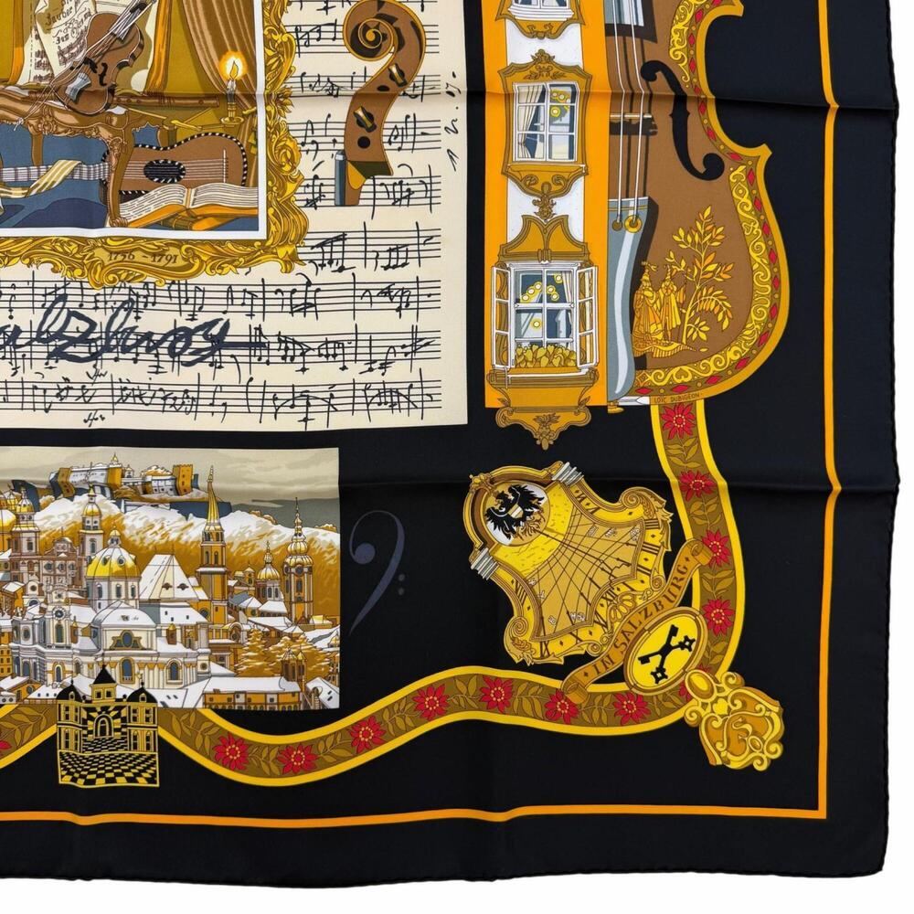 HERMES Black Silk Scarf - Picture 5 of 10